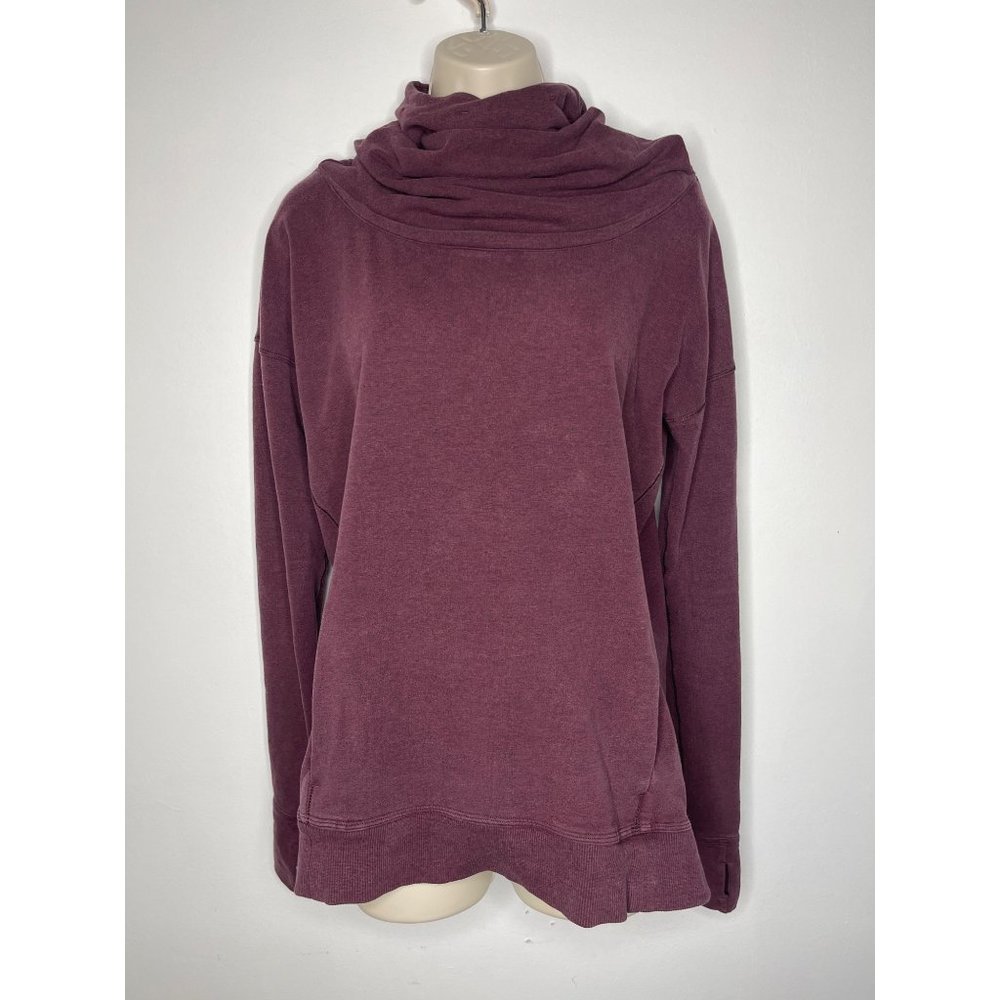 LULULEMON STRESS LESS HOODIE 6 HEATHERED BORDEAUX DRAMA LONG SLEEVE PULLOVER